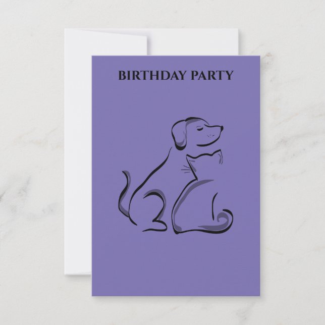 "PERSONLIGEN HUND & CAT BIRTHDAY INVITATIONS. (Framsida)