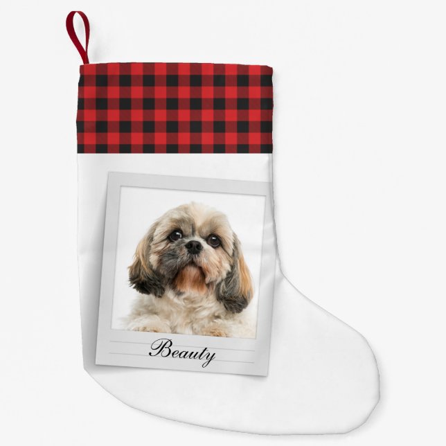 Personligen hund Photo Monogram Pet Owner Liten Julstrumpa (Framsidan)