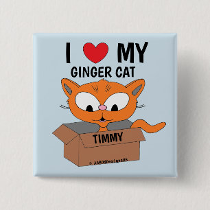 personligen "I Kärlek My Ginger Cat" Knapp