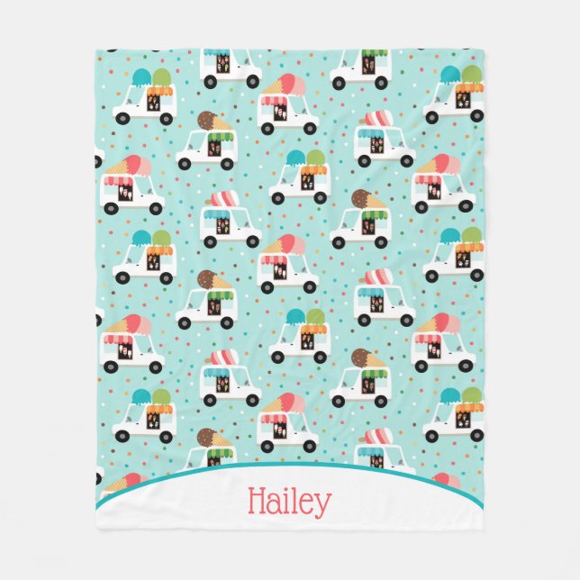 Personligen Ice Cream Lastbilar Sprinkles Girls Fleecefilt (Framsidan)