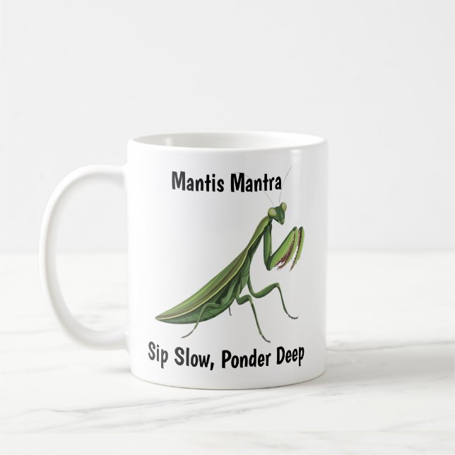 Personligen Illustrated Praying Mantis Kaffemugg (Vänster)