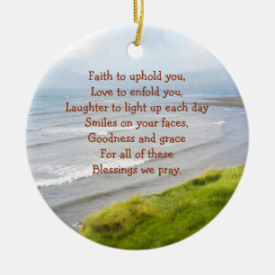 Personligen Irish Kusten och Blessings Prayer Julgransprydnad Keramik
