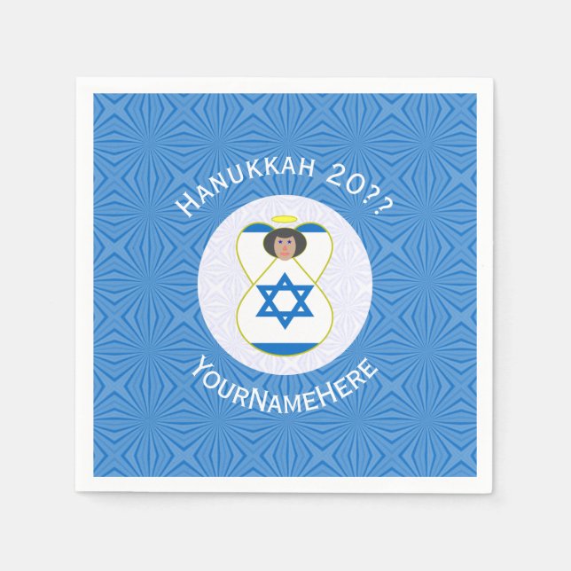 Personligen Israelisk Angel Hanukkah Flagga Pappersservett (Framsidan)