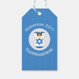 Personligen Israelisk Angel Hanukkah Flagga Presentetikett
