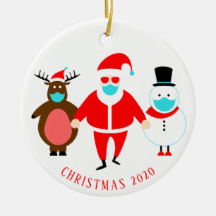 Personligen Jul 2020, Santa Ansikte Mask Julgransprydnad Keramik