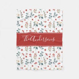 Personligen Jul Berries Botaniska Blommigten Fleecefilt