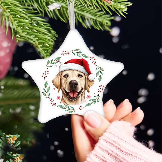 Personligen Jul Cute Labrador Hund Julgransprydnad Keramik (Skapare uppladdad)