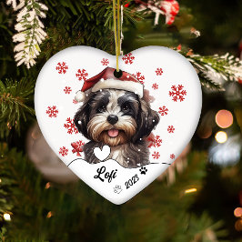 Personligen Jul Cute Shih Tzu Hund Julgransprydnad Keramik