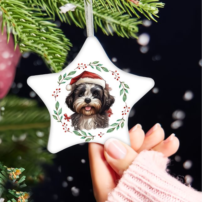Personligen Jul Cute Shih Tzu Hund Julgransprydnad Keramik (Skapare uppladdad)