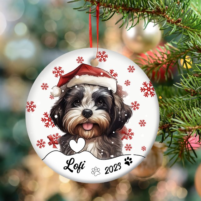 Personligen Jul Cute Shih Tzu Hund Julgransprydnad Keramik (Skapare uppladdad)