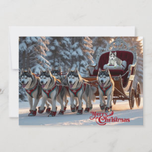 Personligen Jul Huskies Pulling Sleigh Julkort