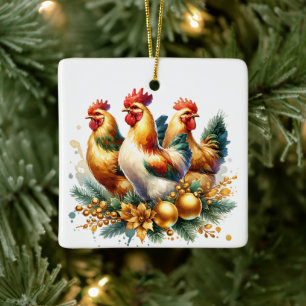 Personligen Jul i tre Franskar Julgransprydnad Keramik