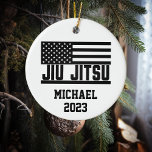 Personligen Jul Jiu Jitsu Julgransprydnad Keramik<br><div class="desc">Den här designen skapades genom digital grafik. Det kan vara personlig i det område som tillhandahålls eller anpassas genom att ändra fotot eller lägga till ditt eget ord. Kontakta mig på colorflowcreations@gmail.com om du vill ha denna design på en annan produkt. Se fler av mina skapelser eller följ mig på...</div>