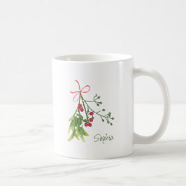 Personligen Jul Mistletoe Holly Berries Kaffemugg