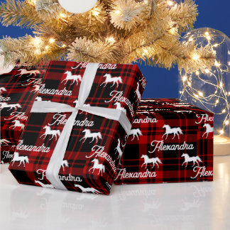 Personligen Jul Red Equestrian Horse Presentpapper