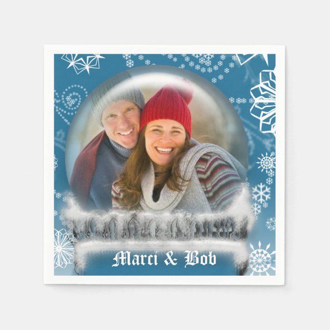 Personligen Jul Snö Globe Photo Template Pappersservett (Framsidan)
