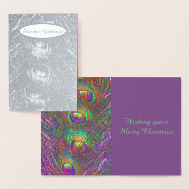 Personligen Jul - Tinsel Peacock Feathers Folierat Kort (Display)