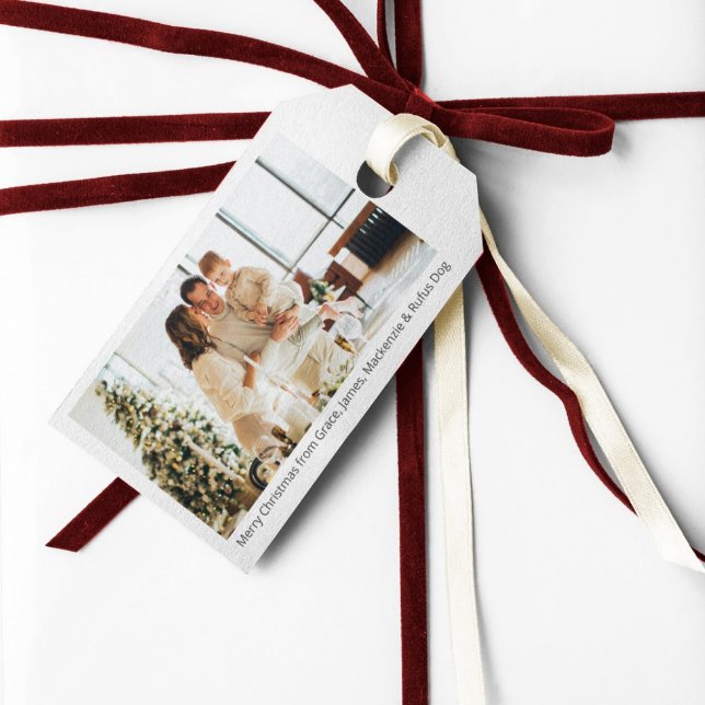 Personligen Julbild och Helgdag Presentetikett (Christmas Holiday Photo and Text Personalized Gift Tags from Ricaso. Add your own photograph & text)