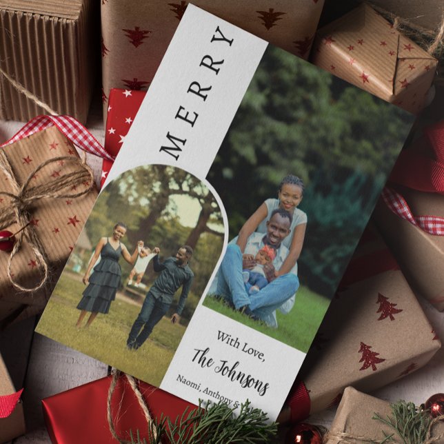 Personligen Julmodern Merry Photo Kort (Skapare uppladdad)