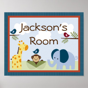 Personligen "Jungle 123 Animals" Poster Art