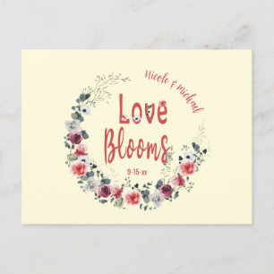 Personligen Kärlek Blooms Bride Groom Spara datum Vykort