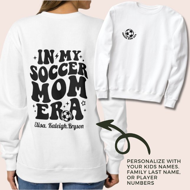 Personligen Kid Namn Game Day i Mamma T Shirt (Soccer Mom Era Sweater with Personalized Names for Game Day Mother's Day Gift Birthday Mom Gift)