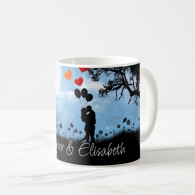 Personligen Kissing Romantic Moonlight Kaffemugg (Framsida höger)