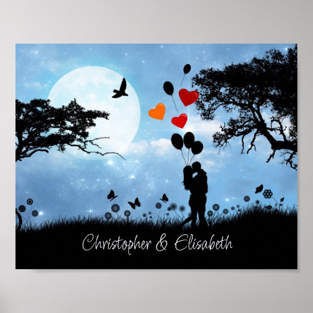 Personligen Kissing Romantic Moonlight Poster (Framsidan)