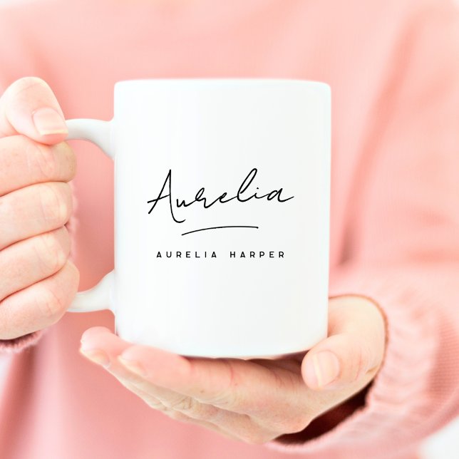 Personligen Klassisk monogram Elegant Namnteckning Kaffemugg (Skapare uppladdad)