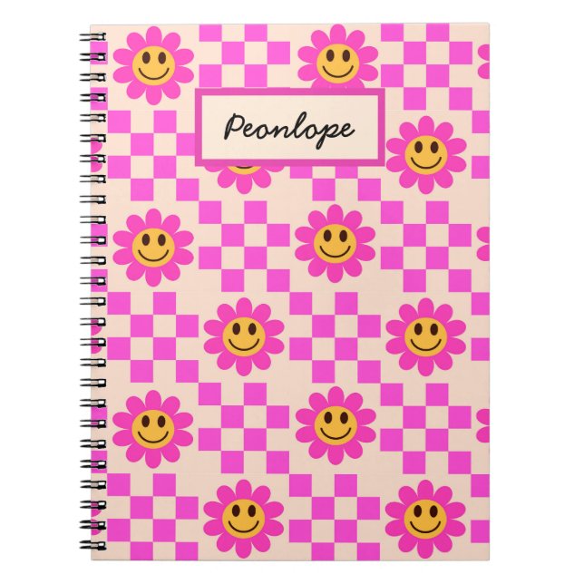 Personligen Kontrollerad Shock rosa Smiling Flower Anteckningsbok (Framsidan)
