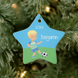 Personligen Kute Blonde Boy Jul Julgransprydnad Keramik