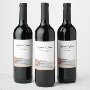 Personligen La Jolla Wedding Favor San Diego Vinflaska Etikett