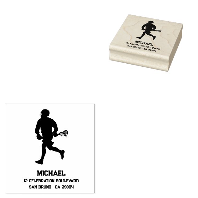 Personligen Lacrosse Player Stämpel (Stämplad)