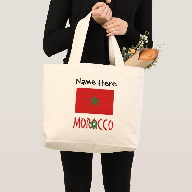 Personligen Large Tote, Marocko och Marocko, Flagg Jumbo Tygkasse (Framsida (produkt))