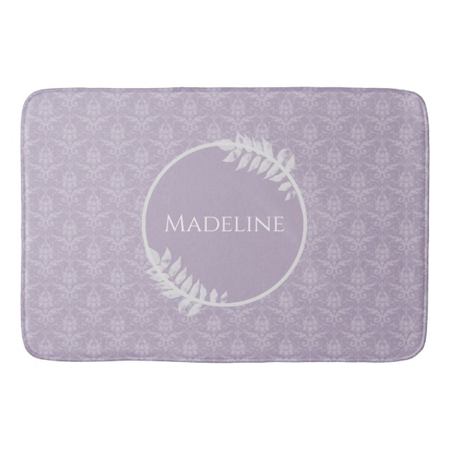 Personligen Lavender Elegant Damask Badrumsmatta (Framsidan)