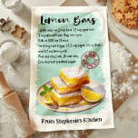 Personligen Lemon Pub Recipe Kökshandduk<br><div class="desc">Köket med personligen Lemon Pub recept kökshandduk. Med ett snyggt illustrerat citron pub dessert och ett lättförståeligt recept tillför den här handduken både charm och funktionalitet till ditt kök. Anpassa det med ditt namn eller meddelande så att det blir unikt för dig. En perfekt gåva till efterrätt älskare och hemkok....</div>