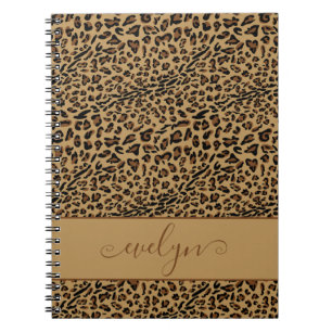 Personligen Leopard Print Brown and Black Anteckningsbok