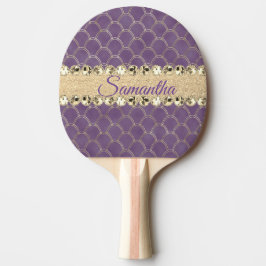 Personligen lila och guldfolie Diamond Bling Pingisracket