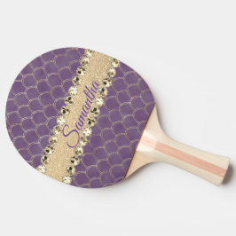 Personligen lila och guldfolie Diamond Bling Pingisracket