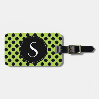 Personligen Lime Green Polka Dot Monogram Bagagebricka
