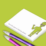 Personligen Lime Green Space Alien Post-it Block<br><div class="desc">Skapa några kontorsmateriel utanför världen som är perfekter för science fiction fläkt. Den här plattan är redot att vara personlig med ditt meddelande och innehåller en illustration av en rymdutlänning i kalkgrönt.</div>