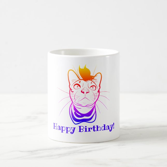 Personligen LIne Art Funny Cat Kaffemugg (Center)