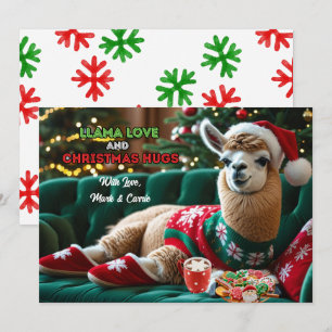 Personligen Llama Kärlek jul Hugs Julkort