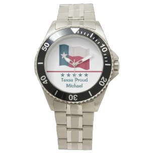 Personligen Lone Star Flagga Texas Proud Ord Namn Armbandsur