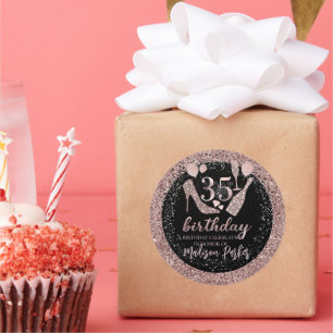 Personligen Luxury 35e Birthday Glitter Runt Klistermärke