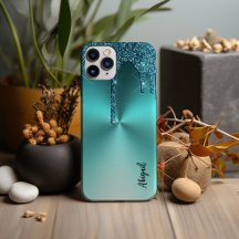 Personligen Luxury Gnistra Teal Dripping Glitter