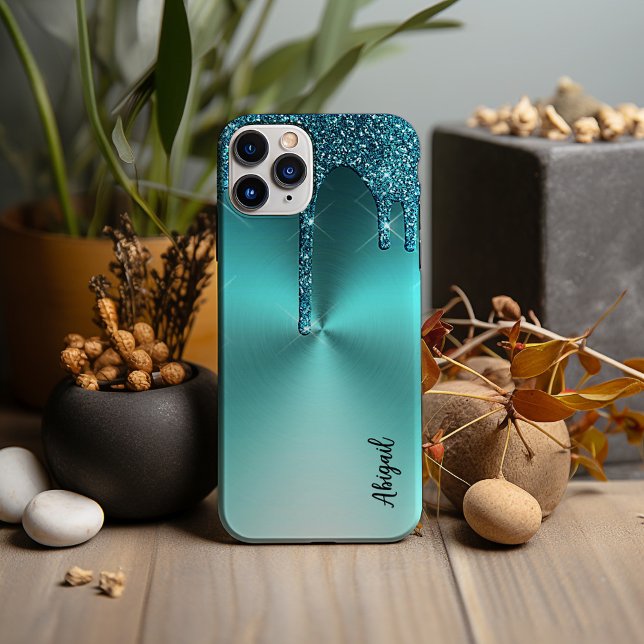 Personligen Luxury Gnistra Teal Dripping Glitter (Skapare uppladdad)