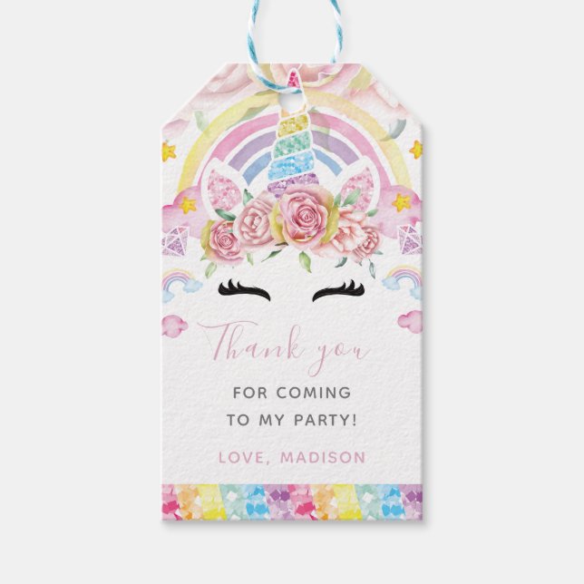 Personligen Luxury Unicorn Magic Birthday Presentetikett (Framsidan)