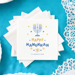 personligen "Lycklig Hanukkah" Pappersservett<br><div class="desc">Festive personlig Lycklig Hanukkah-design.</div>