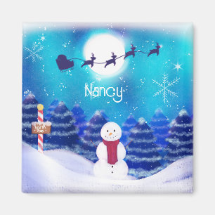 Personligen lycklig, jul Snögubbe Magnet